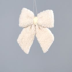 Schleife Teddyfell creme 26cm