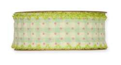 Band Karo Pünktchen 25mmx5m frühlingsgrün/pink