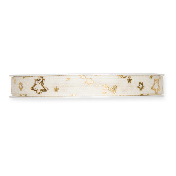 Band Druck Sternchen 10mmx20m creme/gold