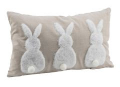 Kissen Hasen Polyester creme/weiß 30x11x50