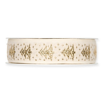 Band Weihnachtsbäume Lurex 25mmx15m creme/gold