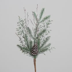 Zweig Tanne mit Zapfen und Silber-Glitzer 54cm