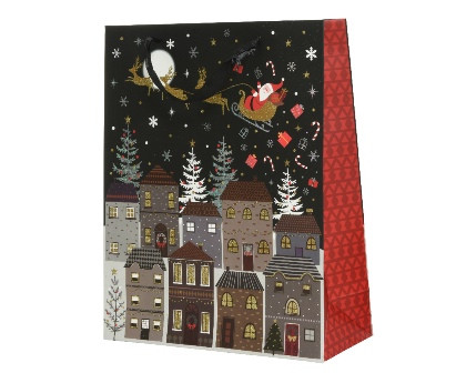 Geschenktasche Papier schwarz 8x18x24cm