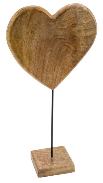 Herz a.Sockel Mangoholz natur 35x15x60cm