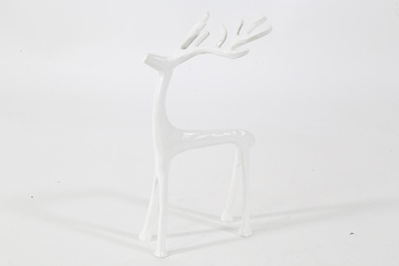Hirsch Metall/Alu weiss emaille 13x13x26cm