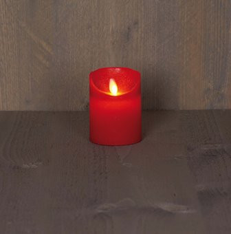 LED Stumpenkerze Rustikal Wachs rot 10x7.5cm