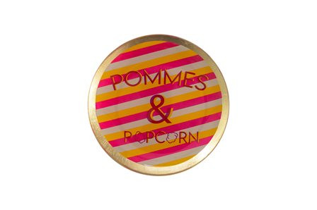 Teller Pommes&Popkorn Glas bunt 13x1x13cm