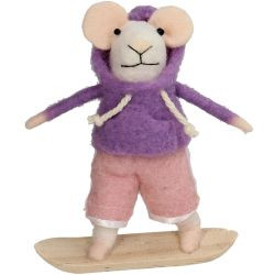 Hänger Maus Snowboard Filz lila 11,5cm