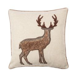 Kissen bestickt reh weiß 45x45cm
