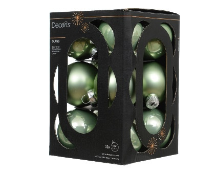 Kugeln Glas matcha green mix 12St. 6cm