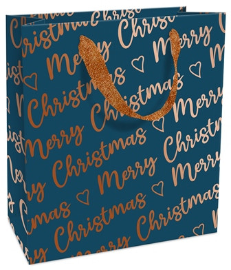 Tasche 18x21x8cm Christmas allover blau