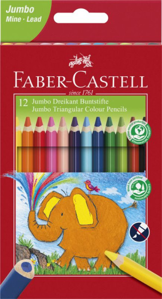 Faber-C. Farbstifte Jumbo 12er Dreikant im Kartonetui