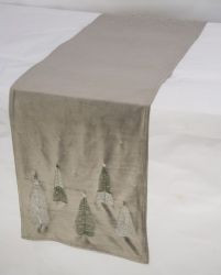 Tischläufer Kristalle Strass Samt grau 150x40x0,5cm