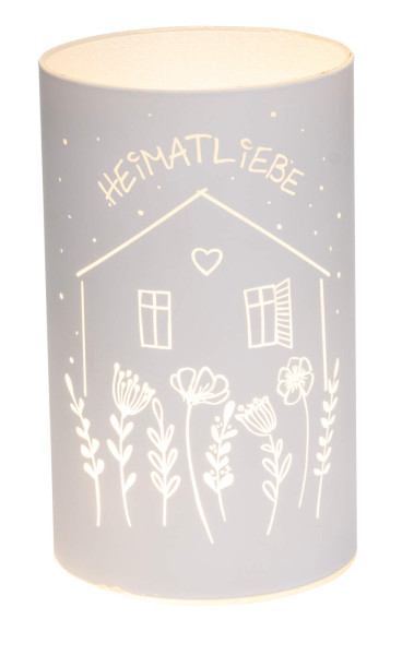 LED Licht Heimatliebe Glas weiß mit Timer 9x15cm
