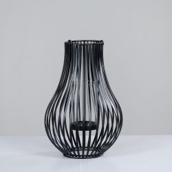 Windlicht Metall schwarz 30cm