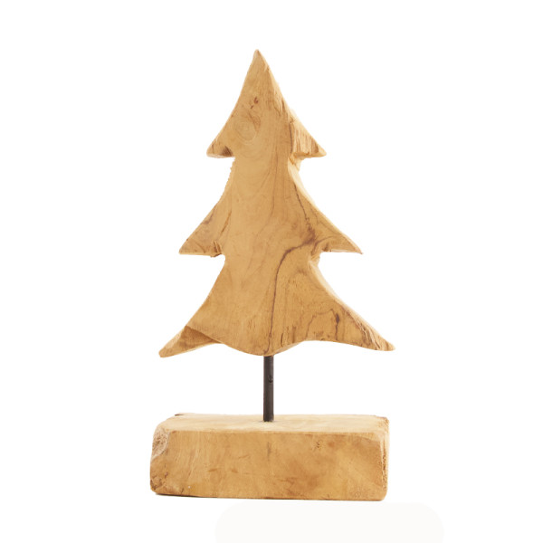 Weihnachtsbaum Teak auf Fuß natur 15x10x38cm