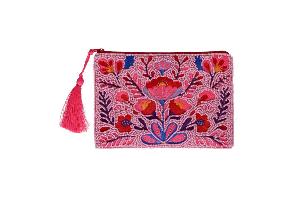 Kosmetiktasche Blumen, pink 0,5x12x18cm