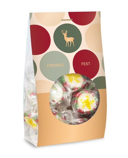 Weihnachts-Bonbons 75g Frohes Fest (Hirsch) Goldveredelung