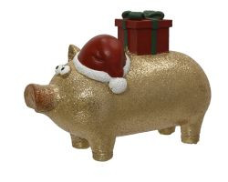 Schwein Xmas Polyresin 15,5x7,2x10,5cm