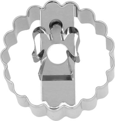 Ausstechform Linzer Engel 5cm, Edelstahl doppelseitig nutzbar PG blau