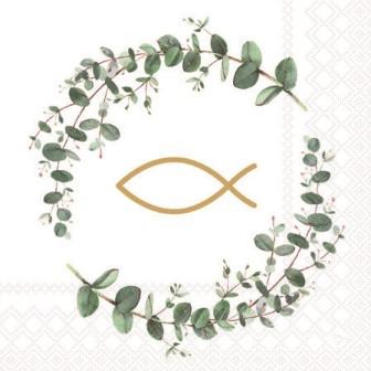 Serviette Communion branches white 25x25cm