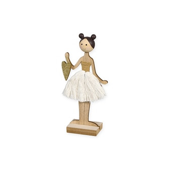 Aufsteller Ballerina Holz natur/creme/gold glitter