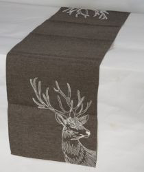 Tischläufer Hirsch Polyester grau weiß150x40x0,2cm