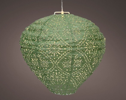 Solar Laterne grün warmes weiss 30x28cm