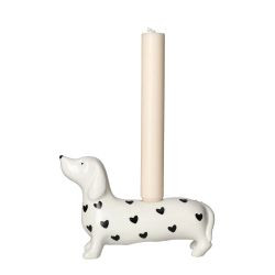 Kerzenhalter Dackel Dolomit Mignon weiß 17x6x11,5cm