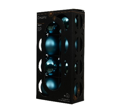 Kugeln Glas folk blue mix 8St. 7cm