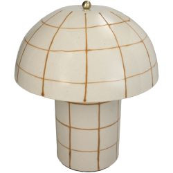 Tisch Lampe Checker Steingut Ochre 25,5x25,5x28cm
