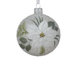 Kugel Muster Blume weiß Glas D8cm