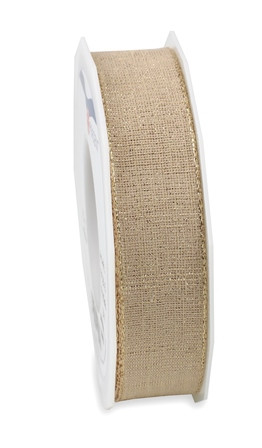 Band CHRISTMAS LEINEN 25mmx15m natur/gold