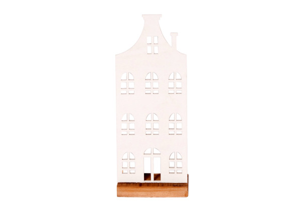 Haus m. Schornstein Holz weiß 22cm