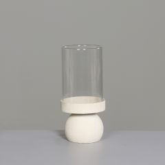 Windlicht Metall inkl. Glas, creme, 20cm