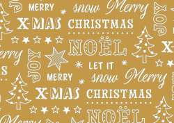 Geschenkpapier 2mx70cm Joy to the World, gold