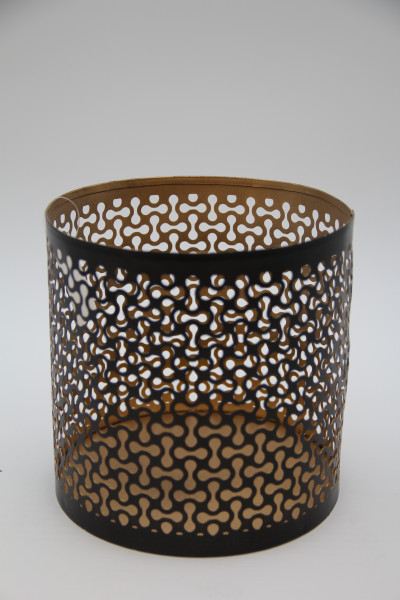 Windlicht Metall 15x15cm schwarz/gold