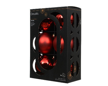 Kugeln Glas weihnachtsrot mix 6St. 8cm