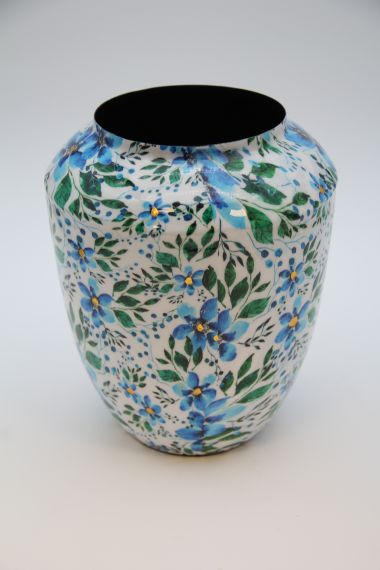 Vase Metall grün/blau 12x19x23cm