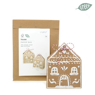 Papiertüte HOUSE 11x15x6,5cm Fb.72 beige 5Stück