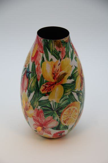 Vase Metall gelb/grün 7x16x28cm