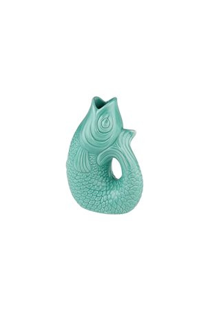 Vase/Karaffe Fisch Steingut mint cream 0,2L 9,5x13x6cm