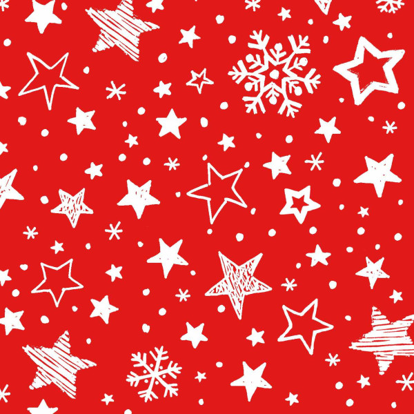 Serviette Cocktail 25x25cm Cocktail Lovely Stars rot