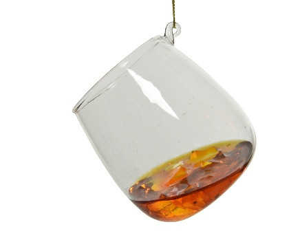 Hänger Becher Glas bernstein 7x7.5cm