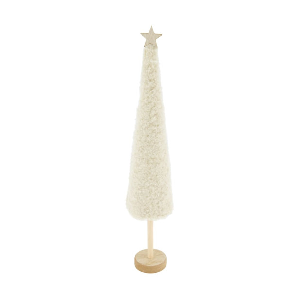 Weihnachtsbaum MDF/Stoff off weiss 7x7x37cm
