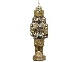 Hänger Nussknacker gold Glas 15x5,5cm