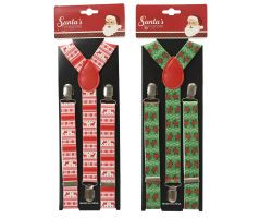 Hosenträger Xmas Polyester 90x2,5x1cm 2fach sort.