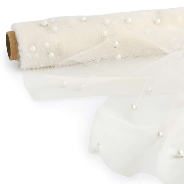 Tischband PEAR TULLUE 45cmx2,5m creme
