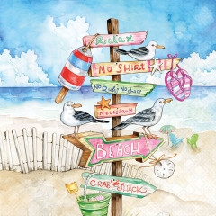 Serviette Seaside signs 33x33cm