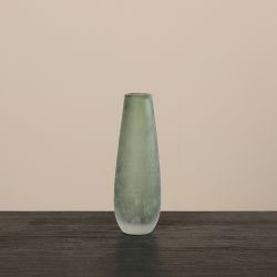 Vase Glas grün 26cm mundgeblasen, handgeschliffen